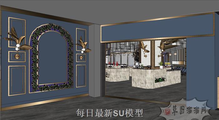 自助餐厅主题餐厅SU模型