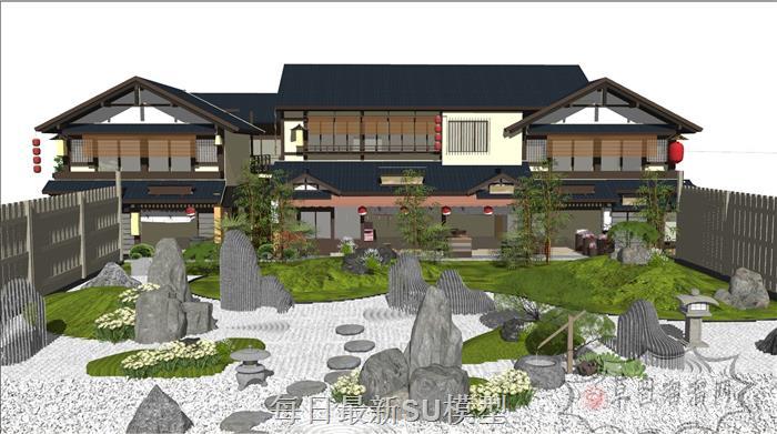 日式庭院枯山水SU模型