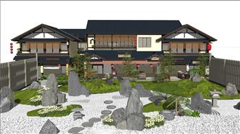 日式庭院枯山水SU模型