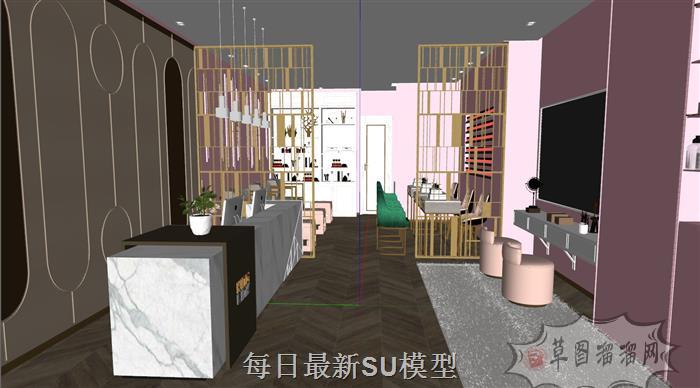 美妆店化妆美容SU模型