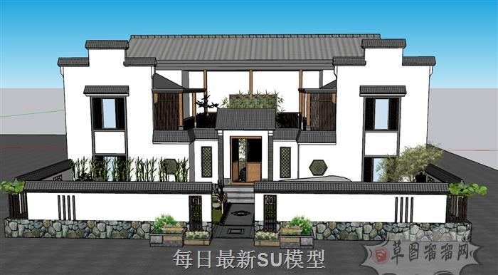 中式合院庭院SU模型