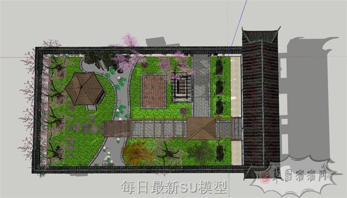 中式庭院景观SU模型