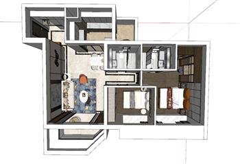 鸟瞰公寓住宅SU模型