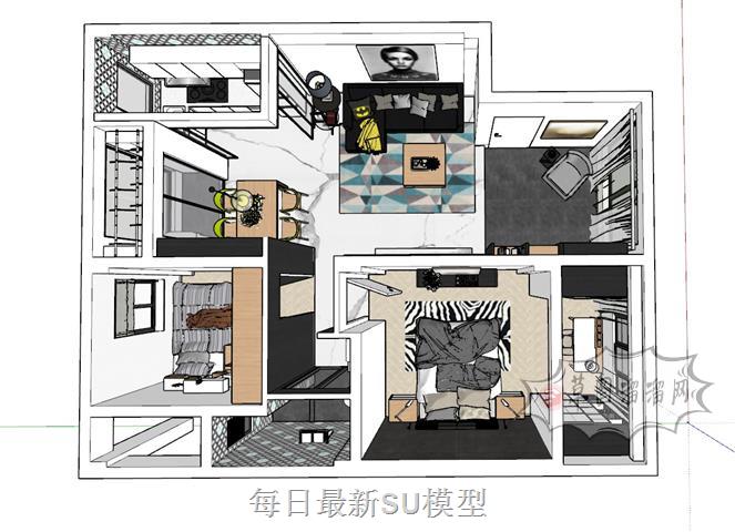 北欧户型家装SU模型