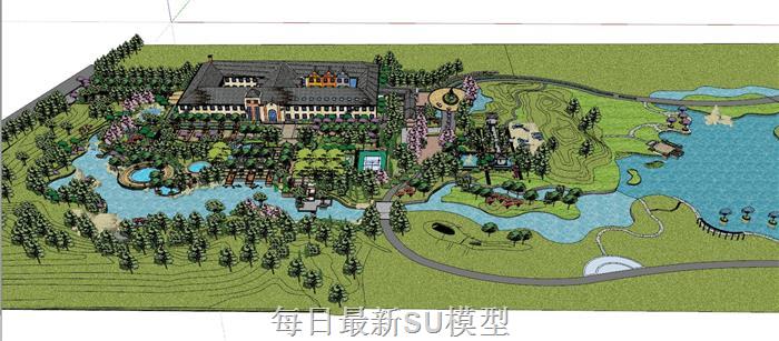 度假村酒店景观SU模型