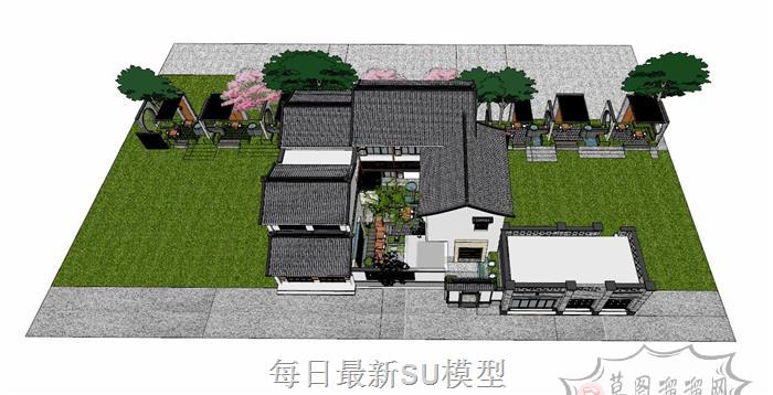 四合院别墅住宅SU模型