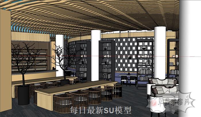 餐饮店餐厅咖啡厅SU模型