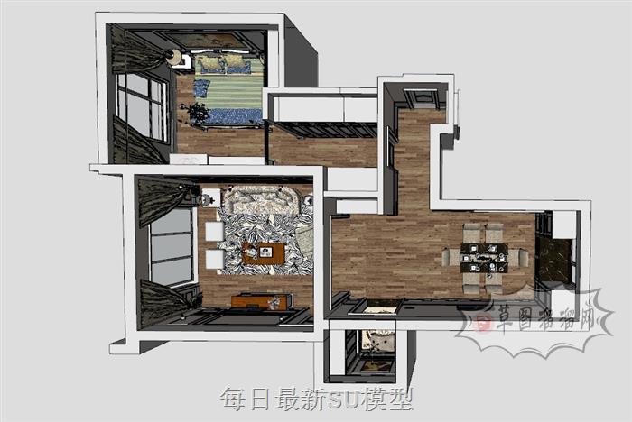 小户型家装公寓SU模型