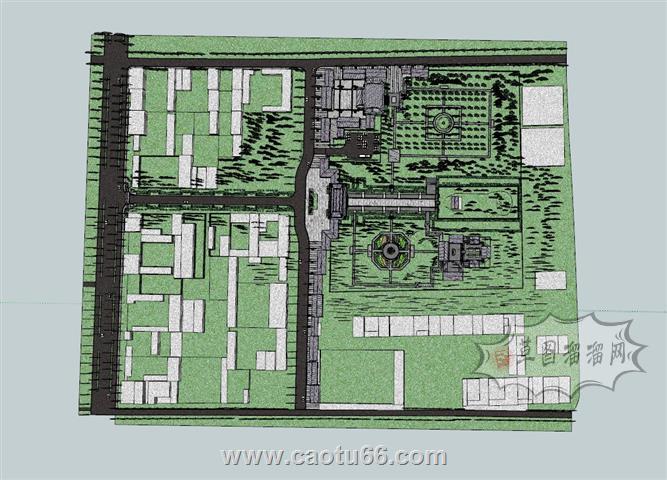 中式公园古建SU模型