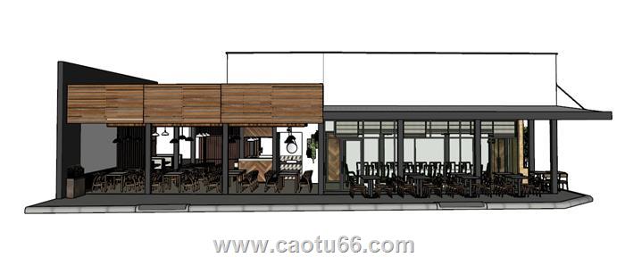 工业风餐饮店SU模型