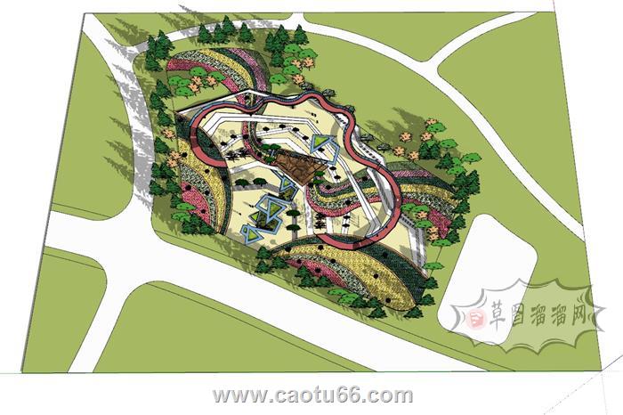 文化长廊公园景观SU模型