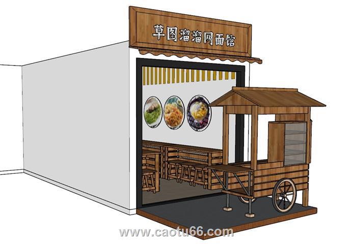 奶茶店面馆饮品店SU模型