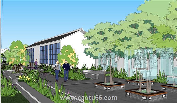 文化馆展区景观SU模型