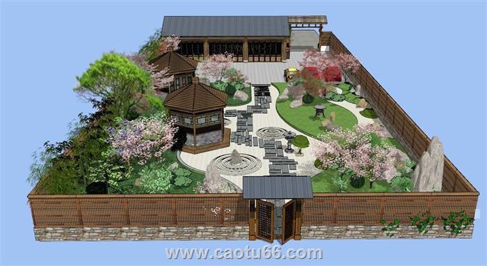 中式庭院民宿SU模型