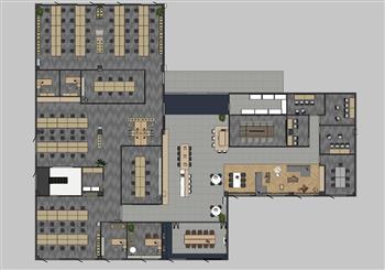 公司办公室布局SU模型