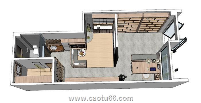 中式茶室工作室SU模型