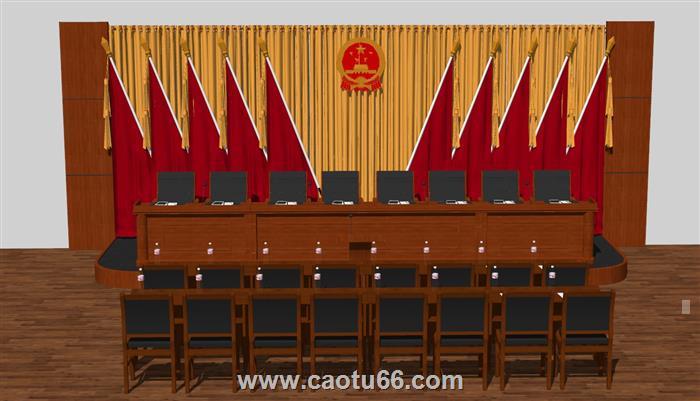 党建会议厅发布会SU模型