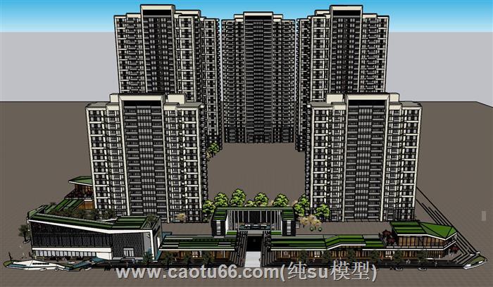 高层小区建筑SU模型