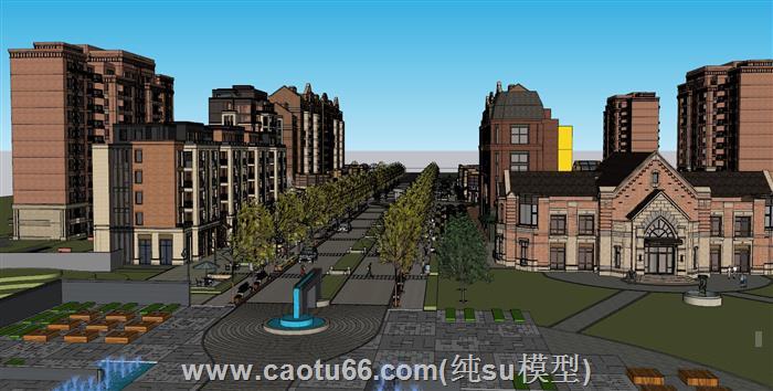 欧式商业街高层SU模型