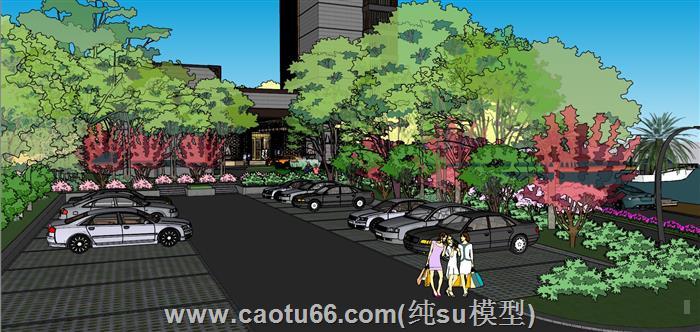 五星级酒店停车场SU模型