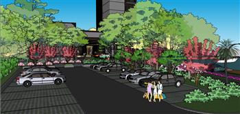 五星级酒店停车场SU模型