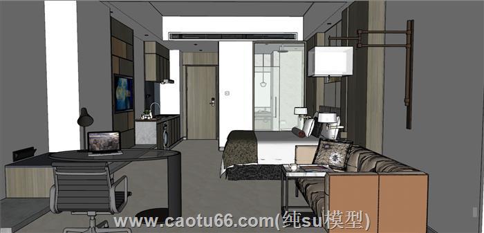 中式酒店宾馆SU模型
