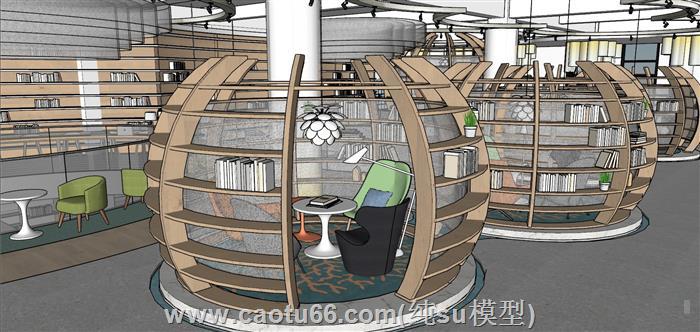 三层书吧书店SU模型