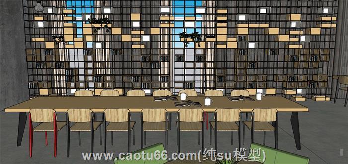 loft书店书吧SU模型