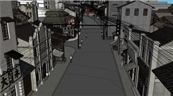 民国风商业街仿古SU模型 免费sketchup模型下载