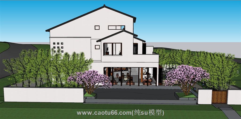 中式别墅庭院SU模型