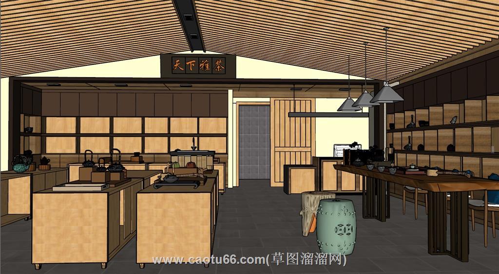 中式日式茶馆SU模型