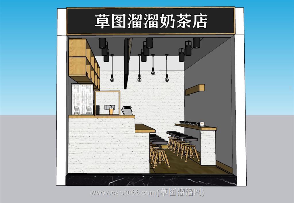 奶茶店饮品店咖啡馆SU模型
