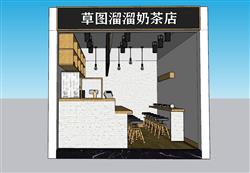 奶茶店饮品店咖啡馆SU模型