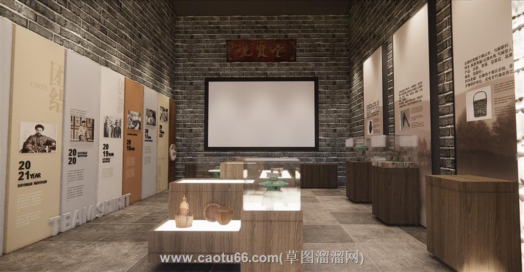村史馆展馆乡村SU模型