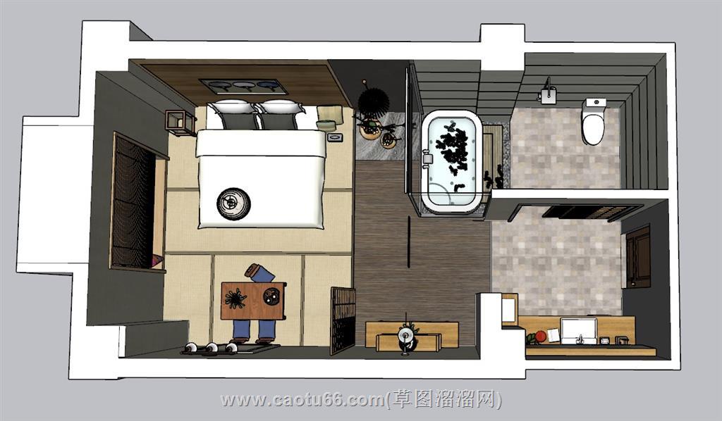 日式酒店宾馆SU模型