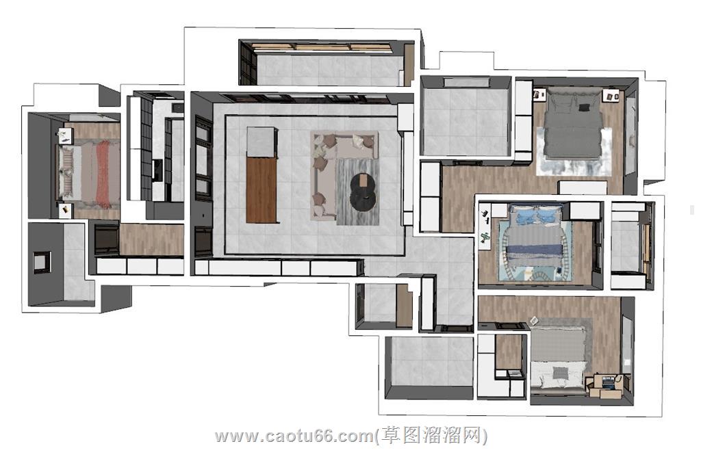 鸟瞰家装样板间SU模型
