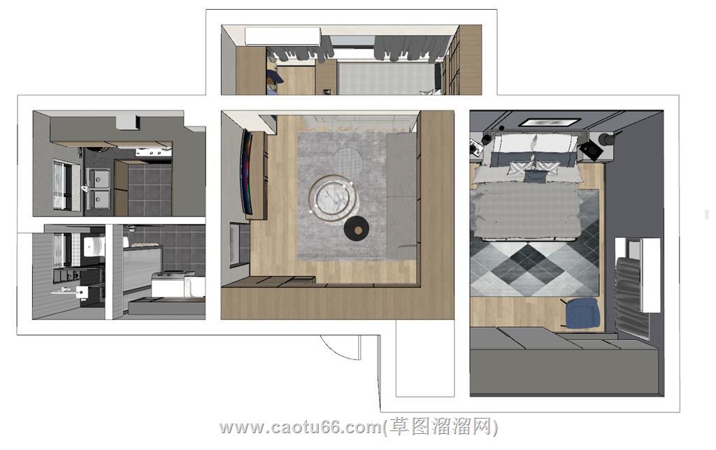 北欧小户型家装SU模型