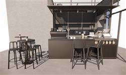 工业风奶茶店SU模型