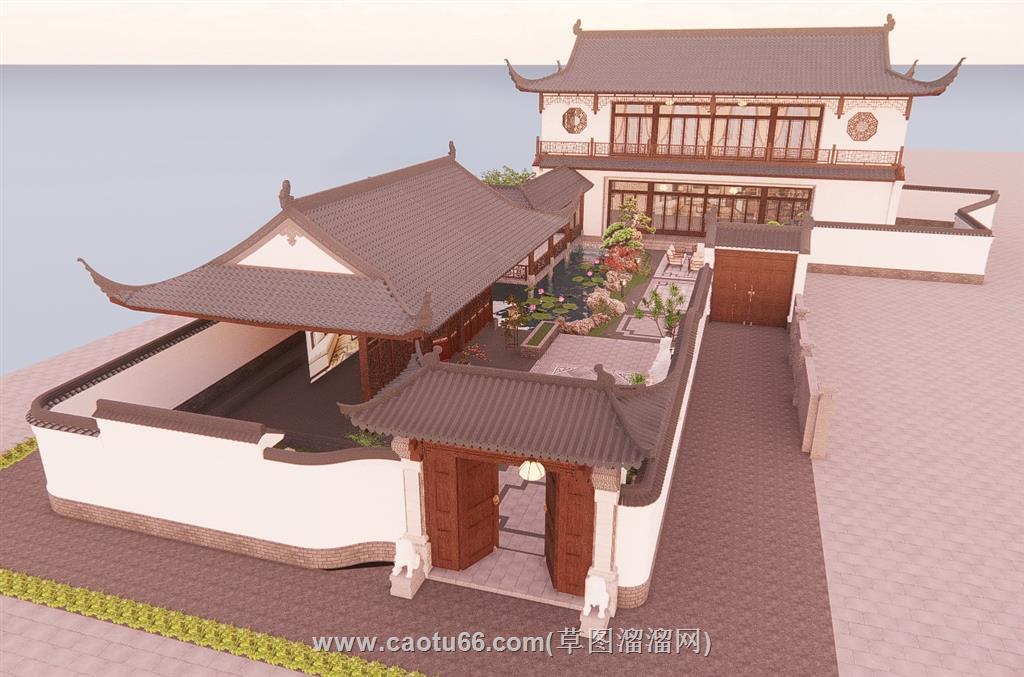 中式庭院景观SU模型