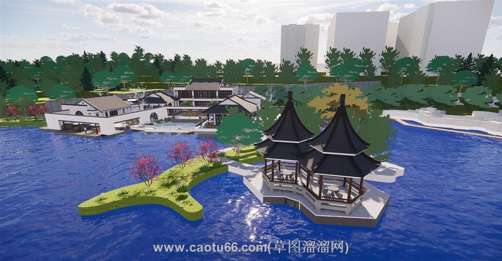 合院别墅庭院SU模型