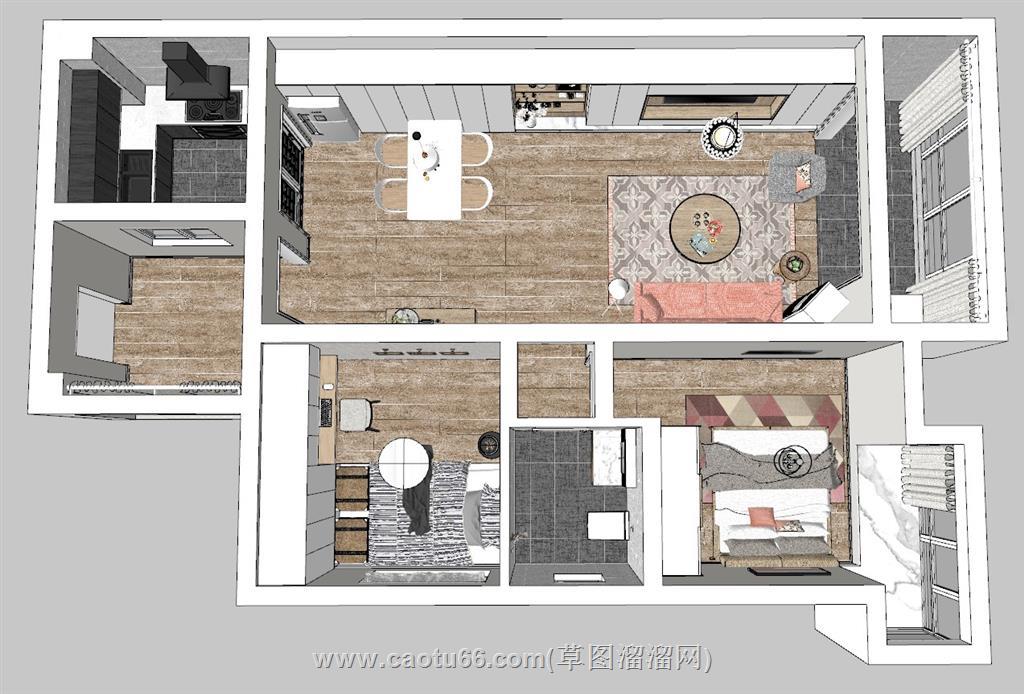 户型公寓家装SU模型