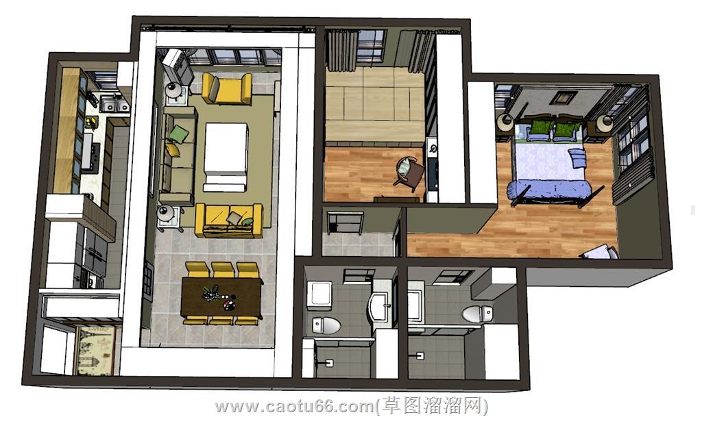 美式古典家装SU模型