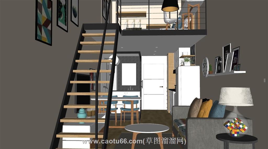 复式单身公寓SU模型