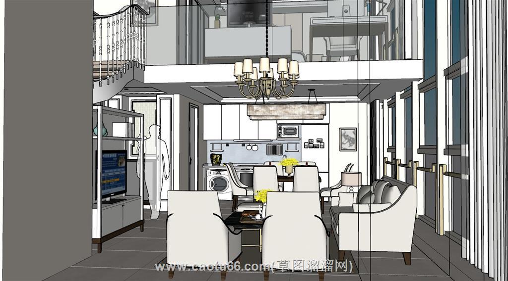 跃层公寓家装SU模型