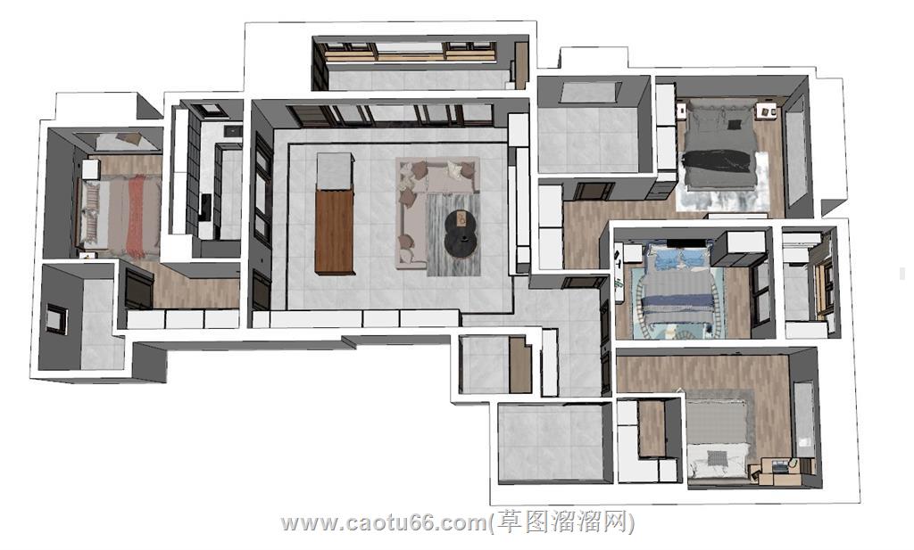 户型家装俯视图SU模型