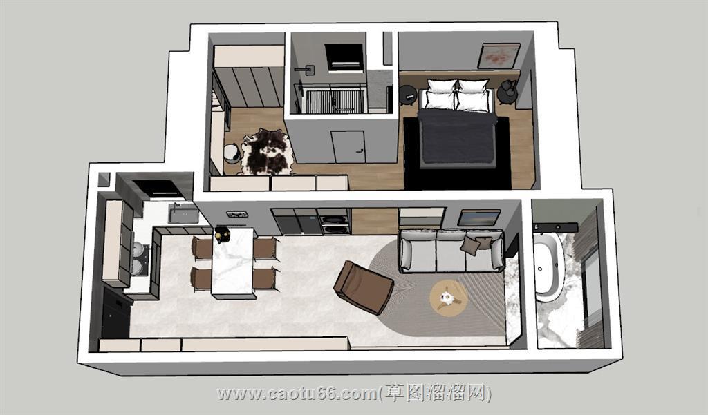 单身公寓小户型SU模型