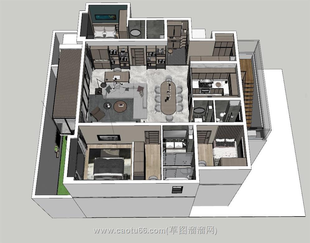 跃层家装别墅SU模型