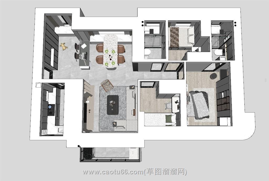现代户型家装SU模型
