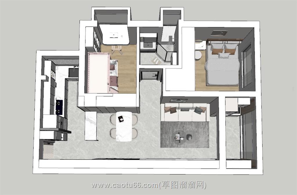 现代风格家装户型SU模型