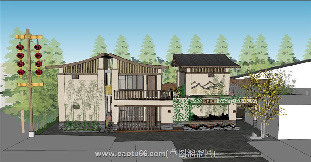 民宿庭院景观SU模型